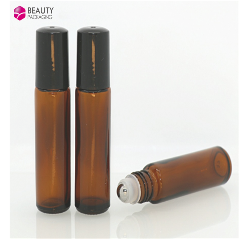 Amber Glass Roll On Bottles 10ml Essential Oil Perfume Roller Vials With Roller Ball;roller bottles essential oil 10ml