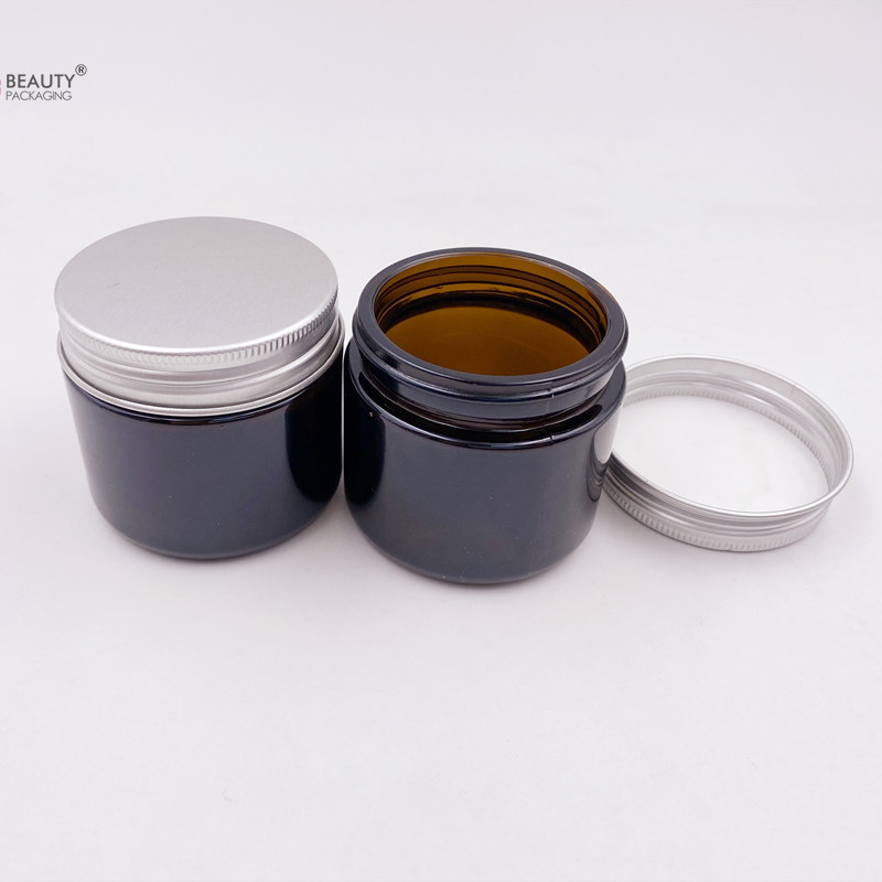 50g 100g 120g glass cream jar 1oz 1.7oz 2oz  3oz 4oz amber glass jar with aluminum lid