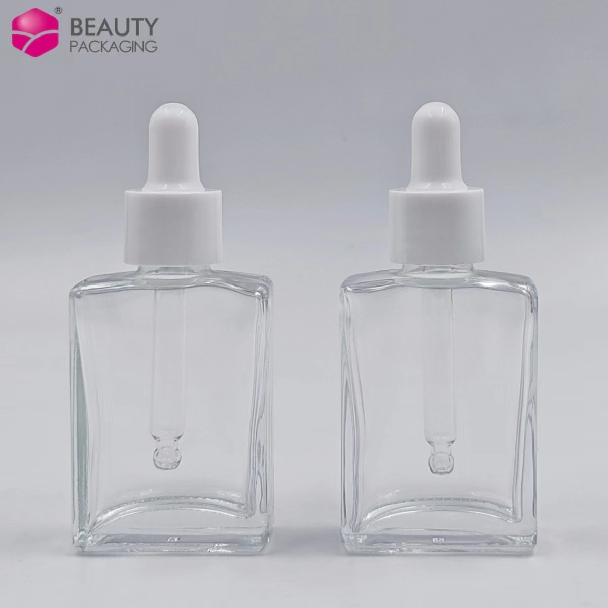 10ml 15ml 30ml 50ml rectangular beard essential oil bottles transparent square glass serum hair oil dropper bottles