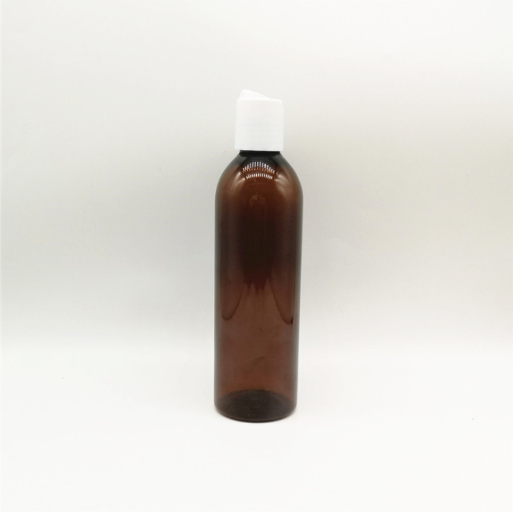 Empty shampoo 100ml 120ml 150ml 200ml white blue black amber clear PET plastic Bottle with gold black white disc top cap