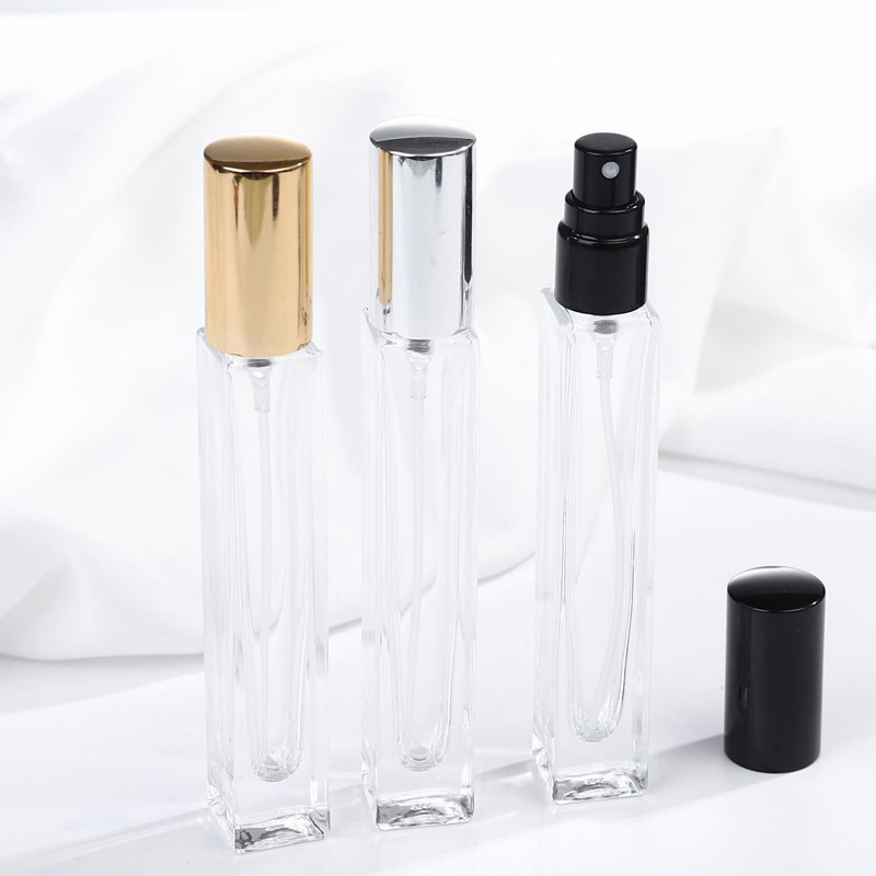 private label 10ml 15ml thick clear glass square round spray perfume bottle for decant perfumes