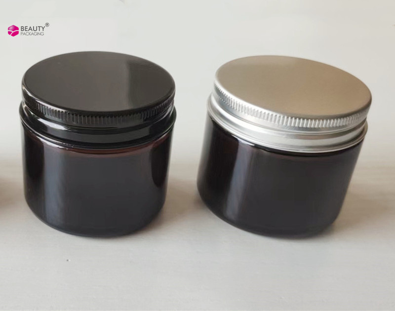 50g 100g 120g glass cream jar 1oz 1.7oz 2oz  3oz 4oz amber glass jar with aluminum lid