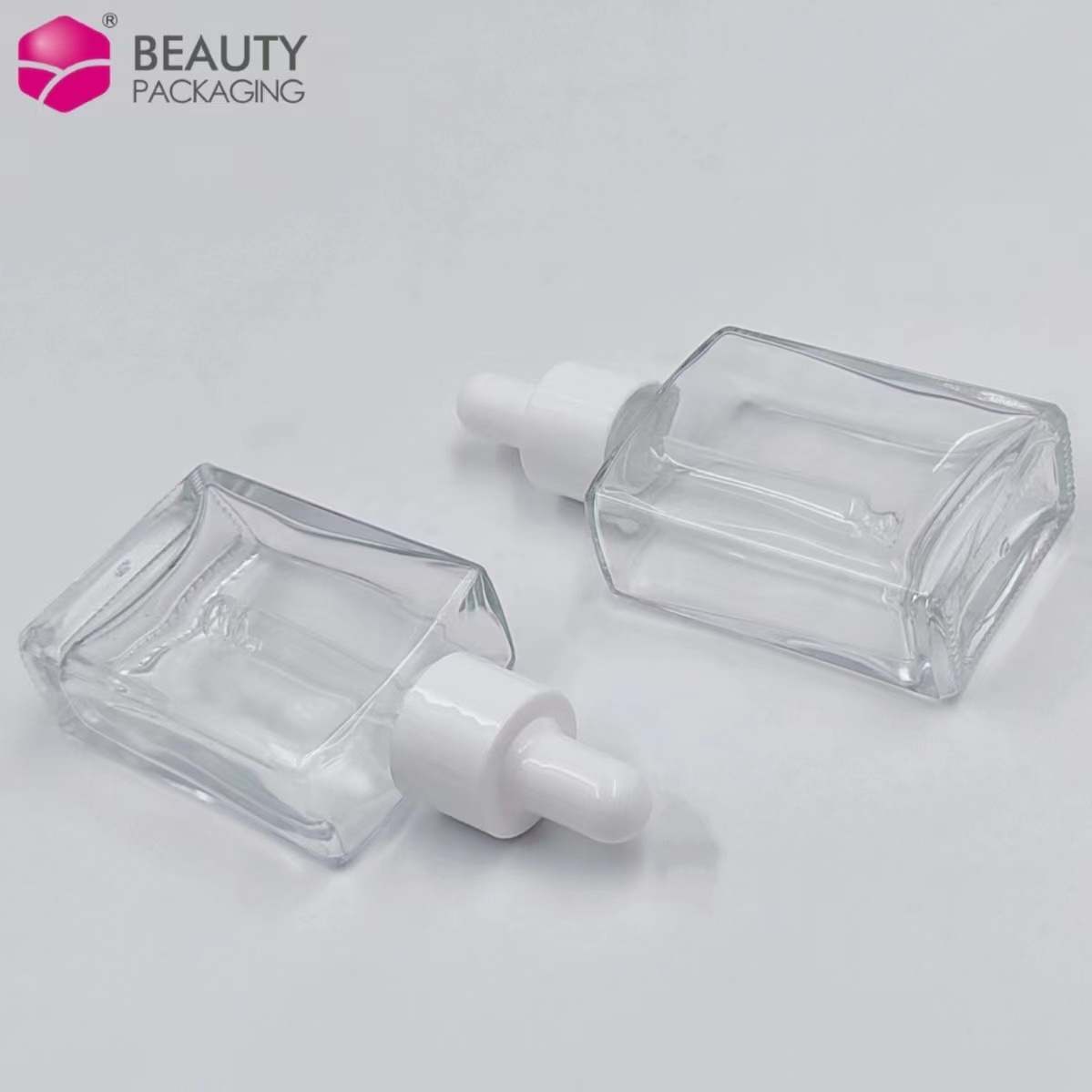 10ml 15ml 30ml 50ml rectangular beard essential oil bottles transparent square glass serum hair oil dropper bottles