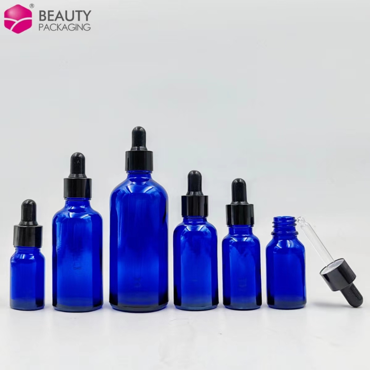 Wholesale Glass Dropper Bottle Dark Blue Essential Oil Perfume 5ml 10ml 15ml 20ml 30ml 50ml 100ml Glass Bottle