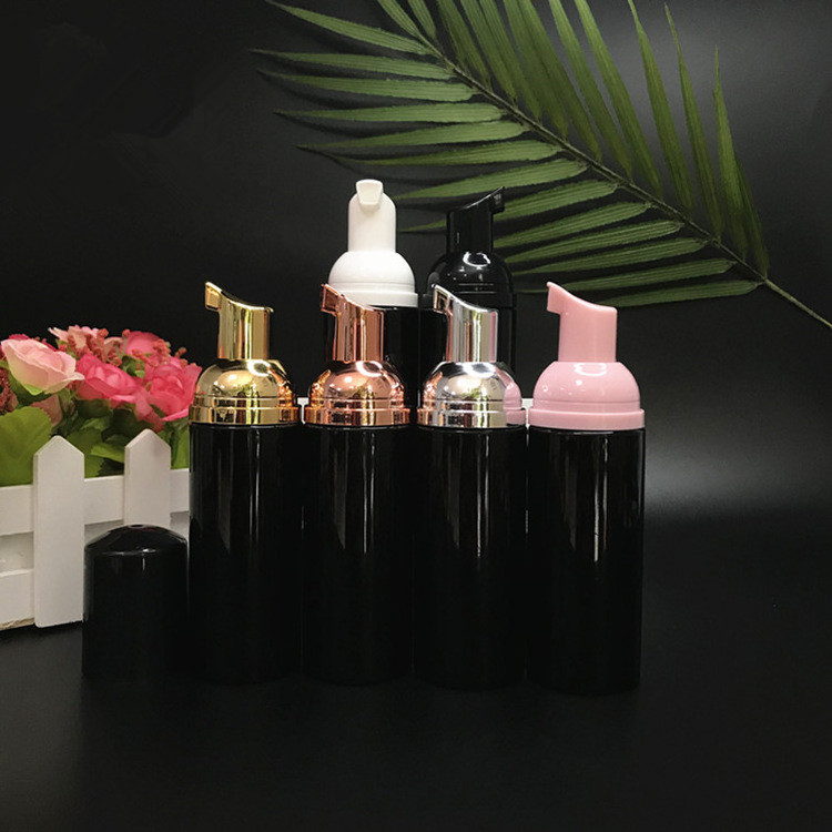 30ml 60ml Black and gold Foam pump bottles shampoo bottle lash Refillable Liquid Facial Cleanser foaming bottle