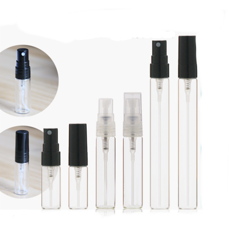 Portable small refillable perfume atomizer spray pump glass bottle 2ml 3ml 5ml 10ml tube with screw cap