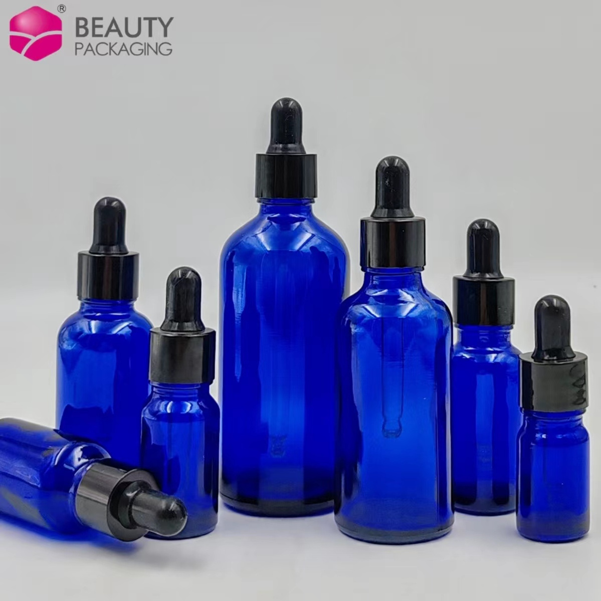 Wholesale Glass Dropper Bottle Dark Blue Essential Oil Perfume 5ml 10ml 15ml 20ml 30ml 50ml 100ml Glass Bottle