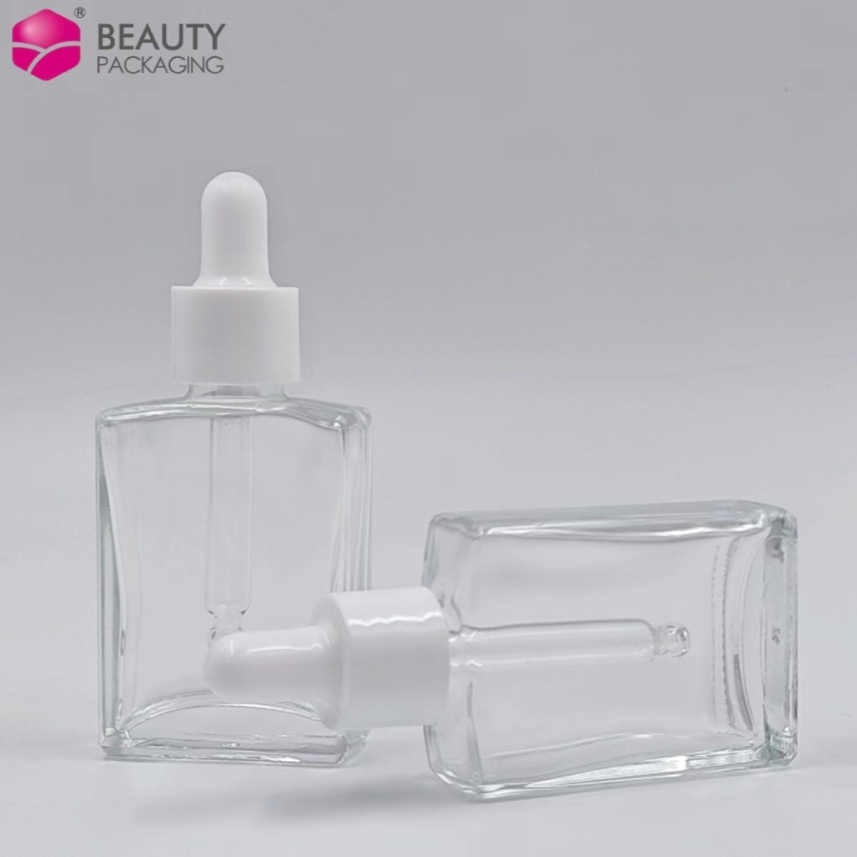 10ml 15ml 30ml 50ml rectangular beard essential oil bottles transparent square glass serum hair oil dropper bottles