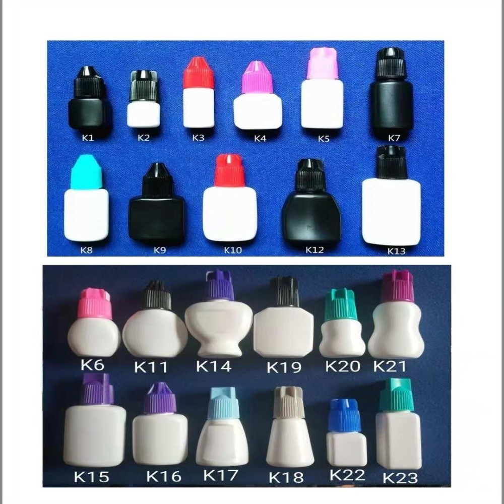 Portable 3ml 5ml 8ml 10ml 15ml Plastic HDPE Empty Extension Eyelash Glue Bottle With Plastic Aluminium Cap And Nozzle