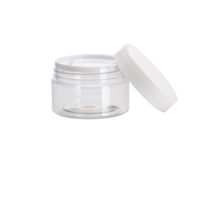 30 50ml 100ml 150ml 200ml Wide Mouth Empty Container Food Material Pet Plastic Cosmetic Jar With Plastic Aluminum Screw Top Lids