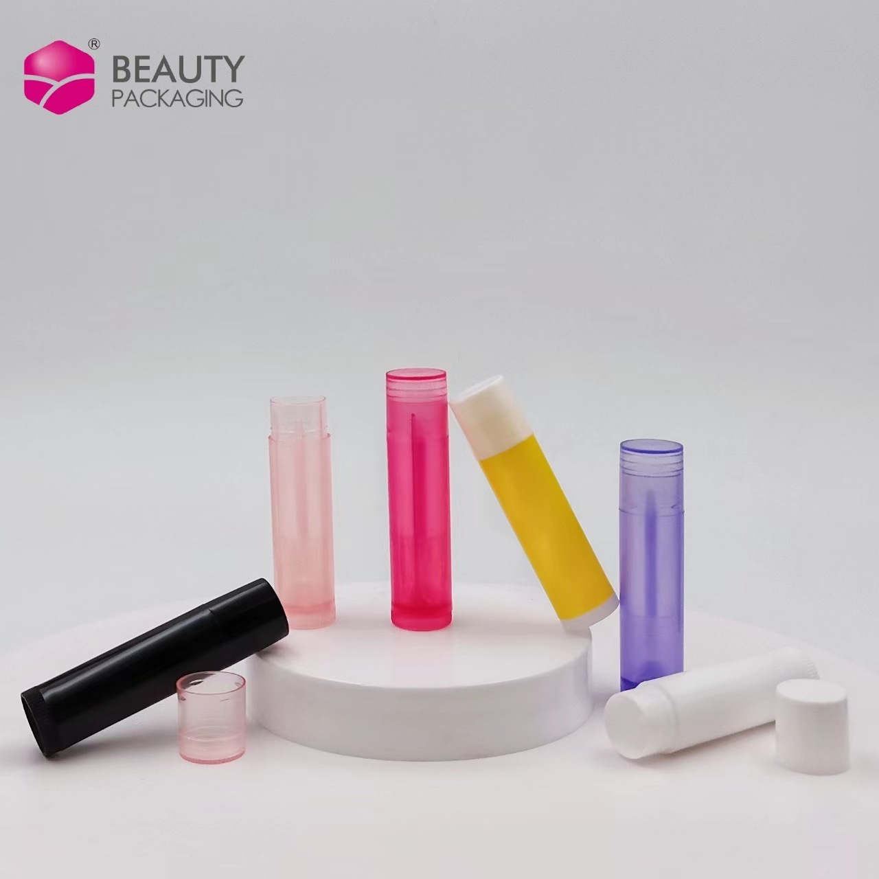 5ml Empty Clear Black White Pink Purple Round lip balm container Plastic Lipstick Container Mini Lip Balm Tubes 5g for Craft