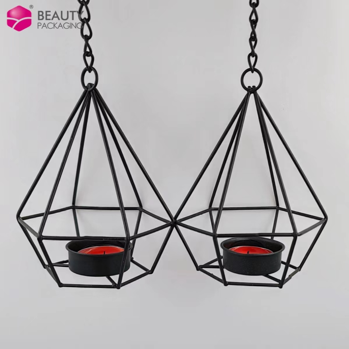 Household Iron Triangle Tea Light Candlesticks For Candles Nordic Style Suspended Candle Holder