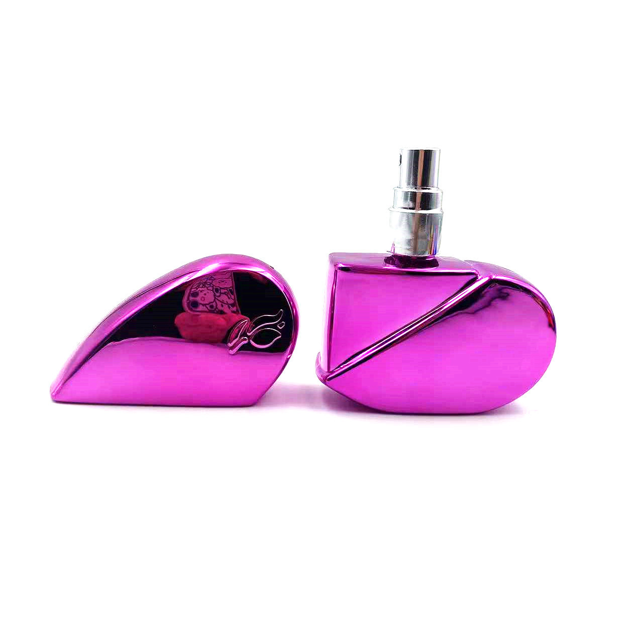 2022 Trending Wholesale Heart Shape Red Blue Yellow Purple Pink Cosmetic Packaging Oil Glass Spray Perfume Bottle Mixed Color