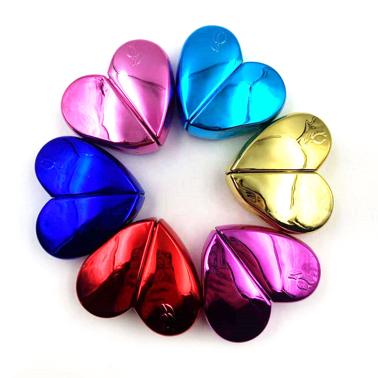 2022 Trending Wholesale Heart Shape Red Blue Yellow Purple Pink Cosmetic Packaging Oil Glass Spray Perfume Bottle Mixed Color