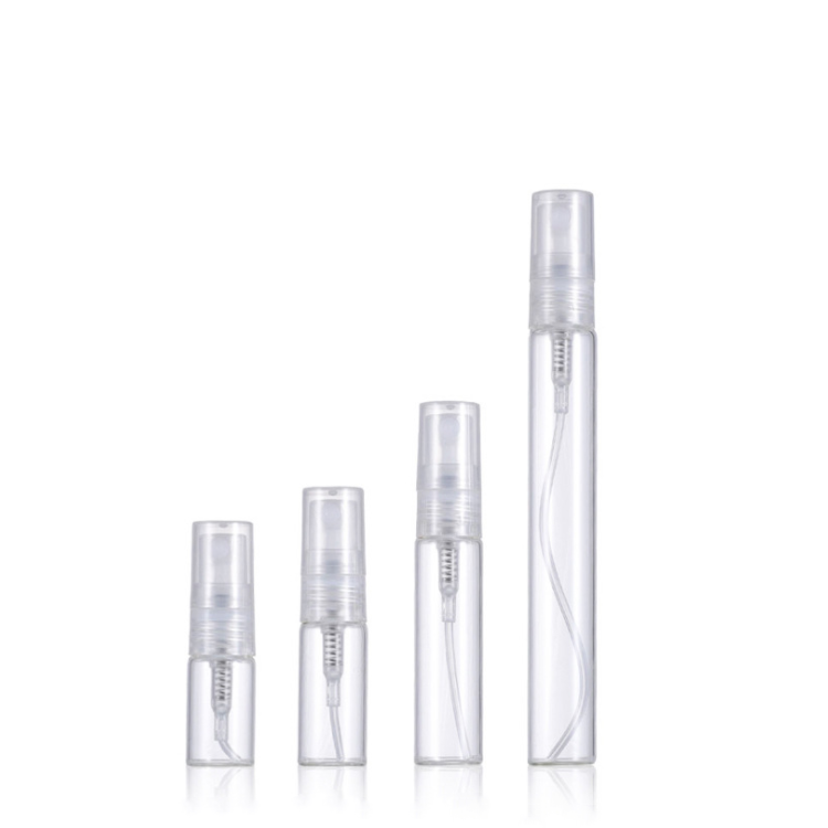 Portable small refillable perfume atomizer spray pump glass bottle 2ml 3ml 5ml 10ml tube with screw cap