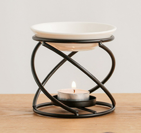 Wholesale Luxury Iron frame Aroma Essential Oil Candle Burner Ceramic Oil Burner Wax Melt Warmer For Indoor Fragrance