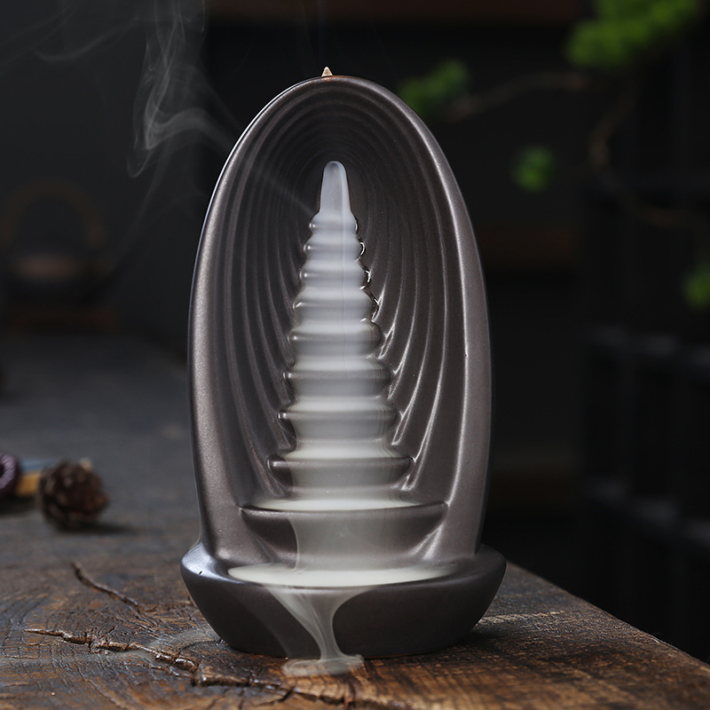 Ceramic Backflow Incense Burners Waterfall Fountain Meditation Aromatherapy Reflux Tea House Decoration Incense Cone Holder