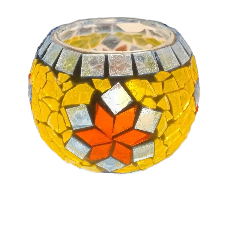 Handmade Crack Glass Mosaic Candle Holder Glass Votive Candle Holders Tealight Candle Mosaic Votive For Home Decor