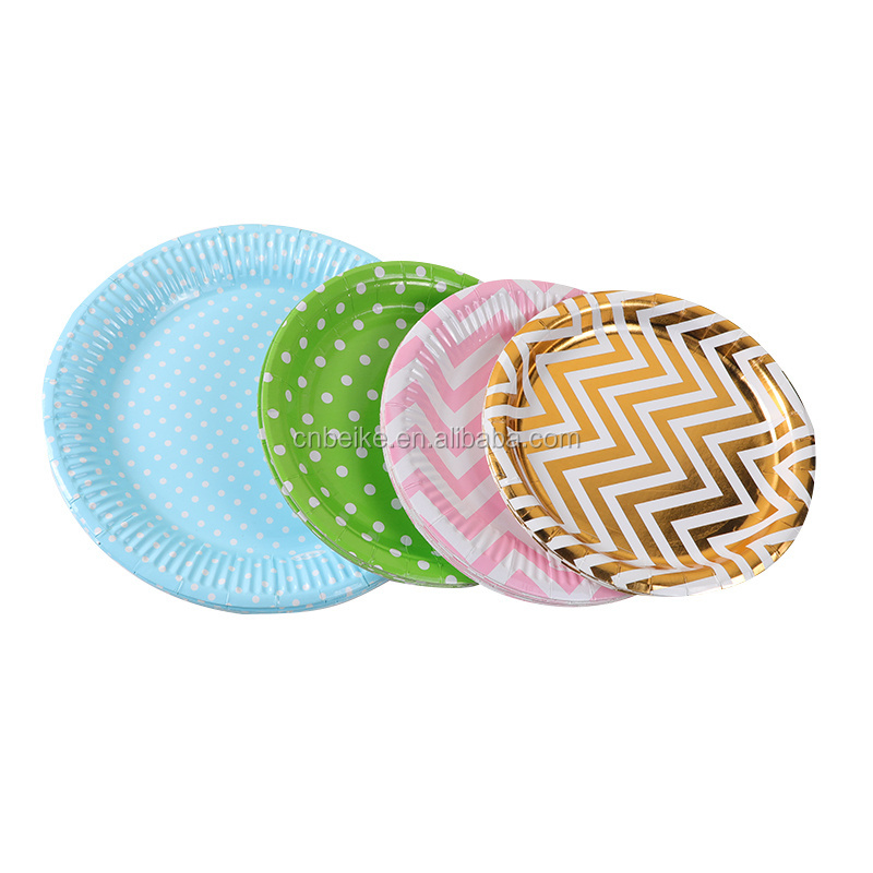 Disposable Pink Chevron Paper Plates Christmas Bulk Cake Plates Fancy Paper Plates