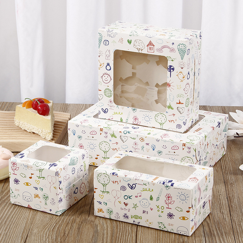 Wholesale custom single cup cake box cupcake box 1 and 2 and 4 and 12 and 6 hole with window (including inner tray)