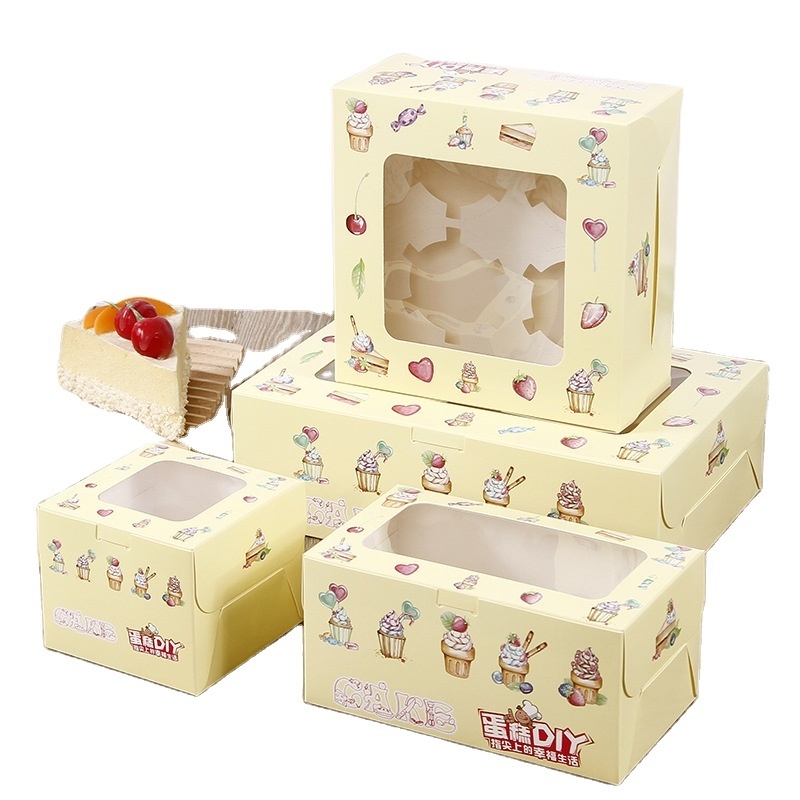 Wholesale custom single cup cake box cupcake box 1 and 2 and 4 and 12 and 6 hole with window (including inner tray)