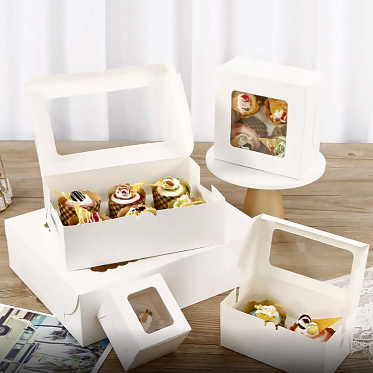 Wholesale custom single cup cake box cupcake box 1 and 2 and 4 and 12 and 6 hole with window (including inner tray)