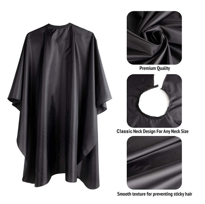 Custom logo hairdressing cape design Black salon cape hair cutting barber cape with buttons