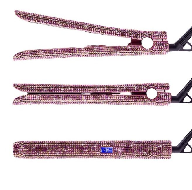 Rhinestone Diamond Flat Iron Set Irons Wide Plate Bling Ceramic Comb And Hair Straightener Sets With Hot Hair Tools