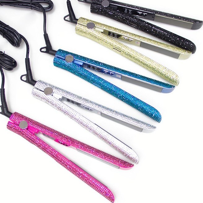 Rhinestone Diamond Flat Iron Set Irons Wide Plate Bling Ceramic Comb And Hair Straightener Sets With Hot Hair Tools