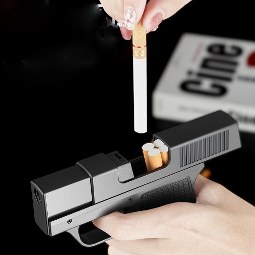 Creative Pistol Shape Lighter With 10PCS Cigarette Box Butane Gas Lighter Welding Gun Windproof Cigar Lighter Unusual Men Gift