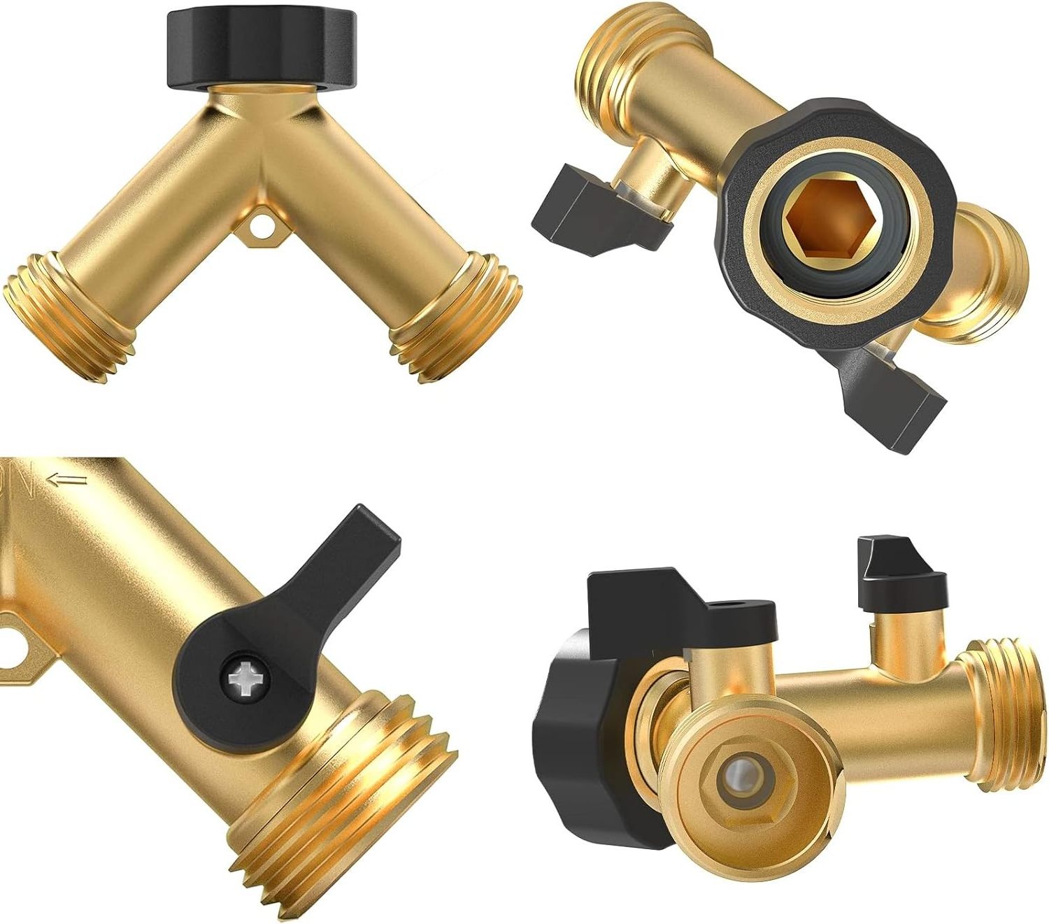 Hot Wholesale Garden Hose Splitter 2 Way Heavy Duty, Y Connector Brass Garden Hose Adapter, Hose Bib Splitter