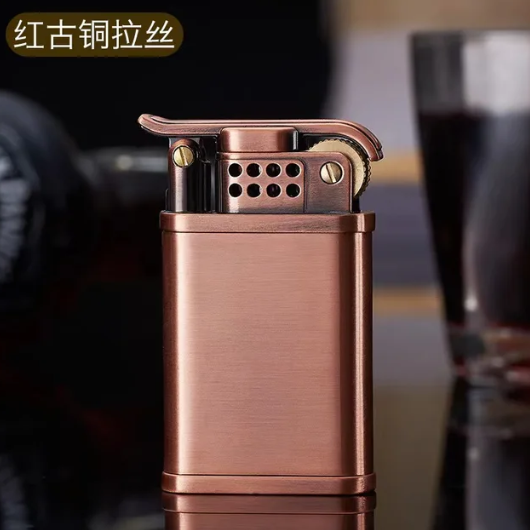 Zinc Alloy Fuel Kerosene Lighter Vintage Gasoline Windproof Rolling Grinding Wheels Flint Cigarette Lighters Gadget For Men