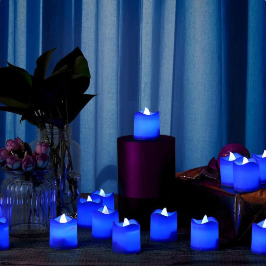 Blue Light Candles Blue Candles 24 Packs Flameless Blue Tea Lights Flickering Navy Blue Votive Fertility Candle for Women