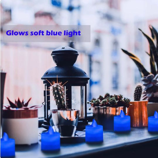 Blue Light Candles Blue Candles 24 Packs Flameless Blue Tea Lights Flickering Navy Blue Votive Fertility Candle for Women