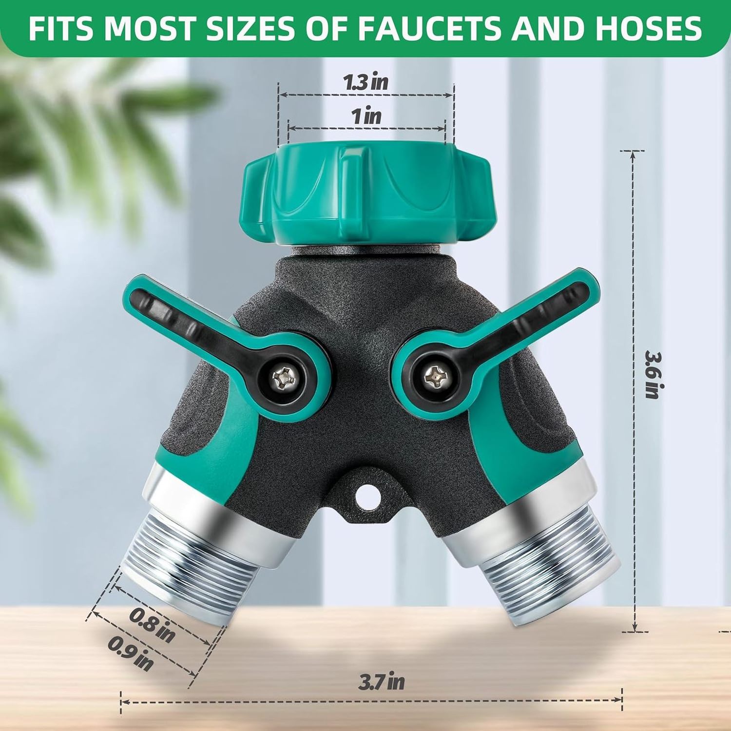 Hose Splitter 2 Way Heavy Duty Garden Faucet Splitter Outdoor Y Adapter for Water Hose Spigot Splitter Shut off Valve