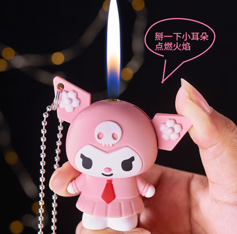 Hot sell new three colors kawaii kuromi figure model doll lighter sanrio kuromi lighter