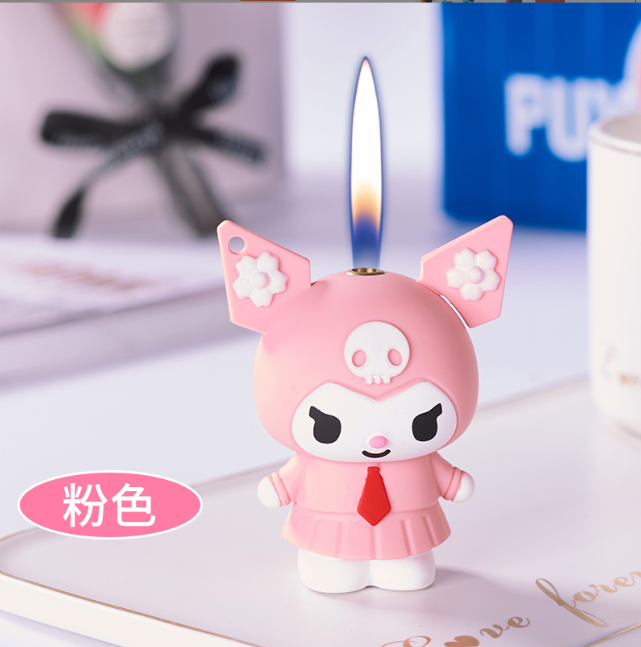 Hot sell new three colors kawaii kuromi figure model doll lighter sanrio kuromi lighter