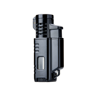 Custom Torch Lighter Triple 3 Jet Flame Adjustable Windproof Refillable Butane Gas Lighter Fuel Visible Pocket Lighter