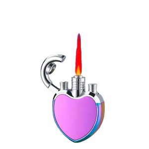 Jet Lighter Love Heart Shape Butane Turbine Torch Lighter Red Flame 1300 C Windproof Inflatable Gas Lighter Gadget