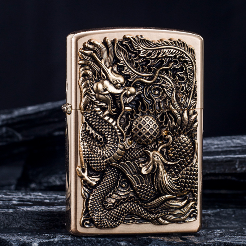 Lighter creative personality relief stamp dragon Phoenix Chengxiang wheel kerosene lighter