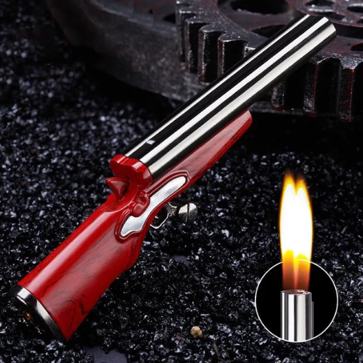 Mini Gun Dual Flames Lighter Refillable Butane Gas Open Flame Lighters Smoking Accessories Gifts For Men