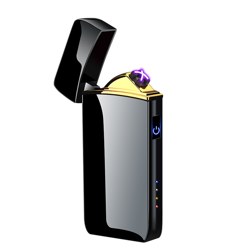 Custom Gas Torch Lighter Indicator USB Rechargeable Windproof Soft Flame Refillable Butane Lighter, Adjustable 3  Flame