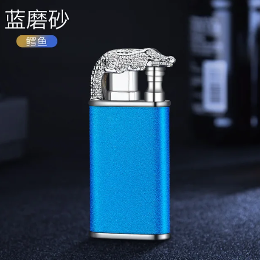 Metal Crocodile Dolphin Double Fire Lighter Creative Direct Windproof Open Flame Conversion Cigarette Lighter Men's Smoking