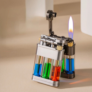 Metal Retro Old Style Wind proof Kerosene Lighter Creative Three Color Transparent Oil Warehouse Outdoor Use Tools or Gifts