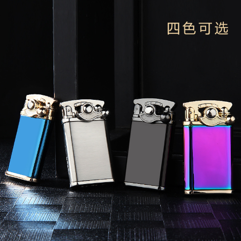 Gas lighter male personality creative automatic spring arm straight at the lighter