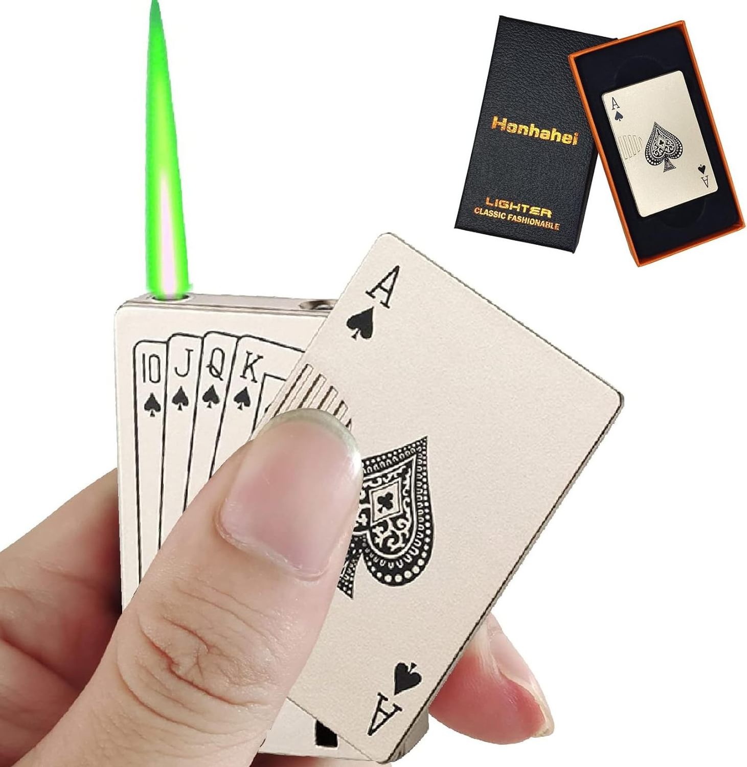 Custom Refillable Butane Playing Card Lighter, Exquisite Packaging, Windproof Lighters, Cool Lighter for Men