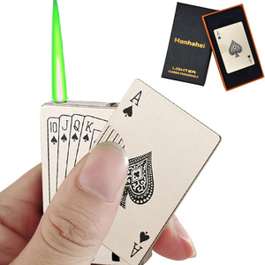 Custom Refillable Butane Playing Card Lighter, Exquisite Packaging, Windproof Lighters, Cool Lighter for Men