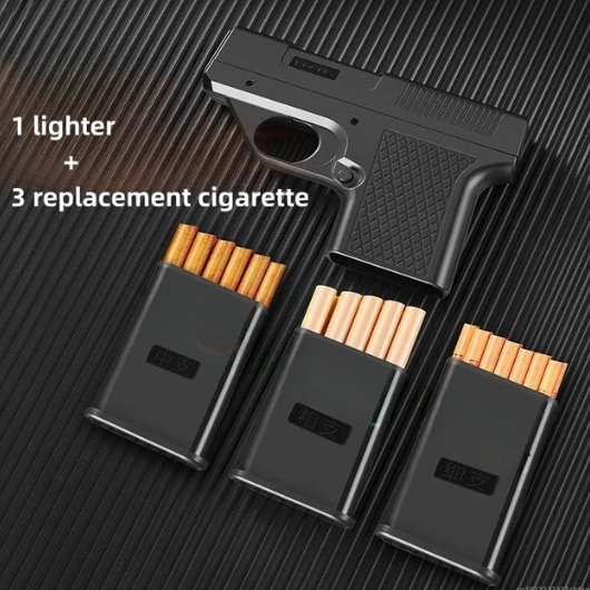 2023 New Clip Gun Type Butane Gas Lighter Three Capacity Cigarette Holder Windproof Jet Blue Flame Lighters Men's Gift