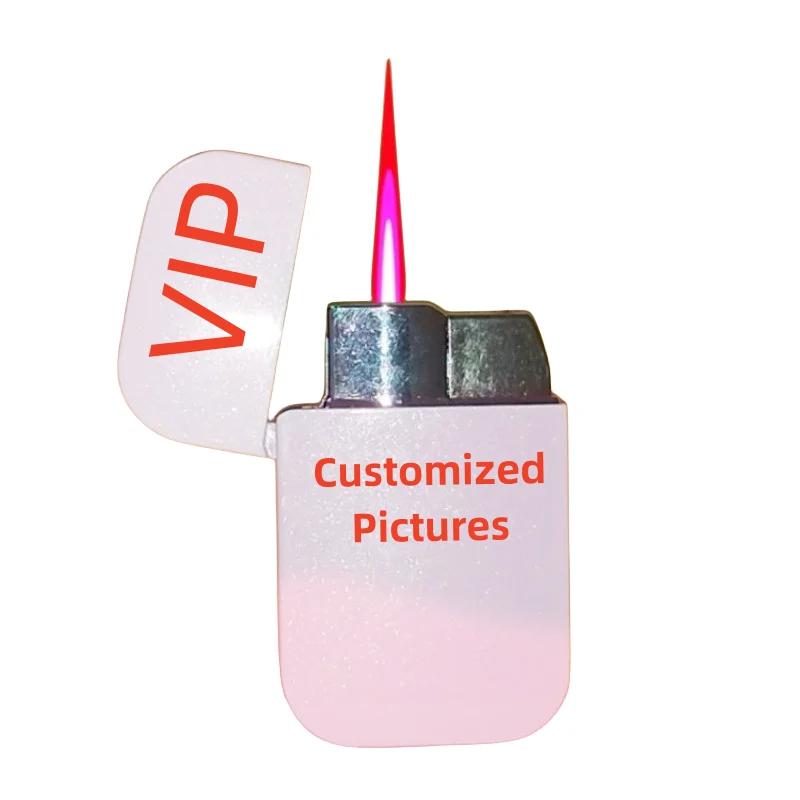 Personalized Lighter Cute Pink Lighter Inflatable Butane Torch Lighter Windproof Metal Electronic Igniter Smoking Couple Lighter