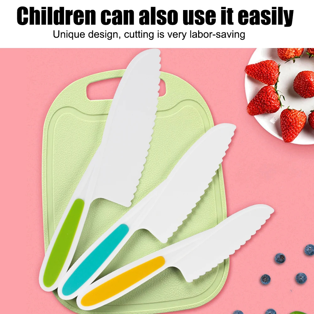 6Pcs Peeler Safe Kitchen Supplies Plastic Fruit Knives to Cut Fruits Kids Cooking Cutter Set Potato Crinkle Cutter Kids Knife